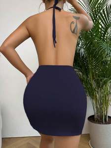 Vestido Halter Hueco de Alta Calidad SFY2929 para Mujer, con Abertura en la Espalda y Cadena Colgante, Lencería Sexy para el Hogar - Product Image 6