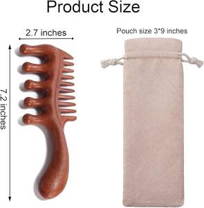Masseur de cuir chevelu en bois de santal personnalisable, peigne Gua Sha, outil de massage de la tête - Product Image 2