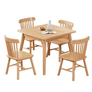 Solid Wood Dining <b>Table</b> <b>And</b> Chair <b>Set</b> 80Cm Square Scandinavian Style For Small Apartment - Product Image 2