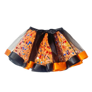 Falda Tutú de Gasa Estampada con Puntos de Araña y Murciélago para Niñas, Disfraz Infantil de Halloween, 25 Colores - Product Image 5