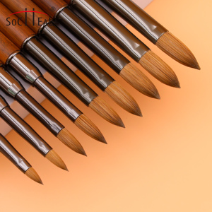 <span class=keywords><strong>Pinceau</strong></span> à ongles en acrylique 100% Kolinsky Yalixin avec manche en bois marron et tête plissée, logo personnalisé pour la <span class=keywords><strong>poudre</strong></span> de cristal et le nail art - Product Image 3