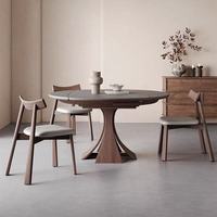 Table à manger pliante télescopique en bois massif de style minimaliste moderne, plateau en bois d'hévéa, ensemble de salle à manger écologique pour 6 personnes