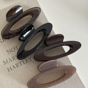 คลิปหนีบผมทรงรีแบบกลวงขนาดใหญ่สำหรับผู้หญิงที่หนีบผมสีทึบแบบเรียบง่ายเครื่องประดับผม - Product Image 1