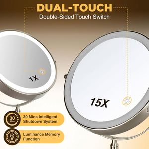 8 Inch Wall Mounted Touch Sensor Folding 360 Degree Swivel Extension <b>Led</b> Magnifying Dual Sided Personalized Cosmetic Shaving - Product Image 2