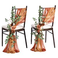 Décoration de chaise de mariage d'automne allée Pew église fleurs artificielles verdure Swags banc cérémonie réception fête décor extérieur