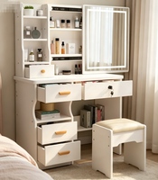 Ensemble de commode de chambre à coucher moderne de style italien, table de maquillage avec miroir éclairé et rangement en bois