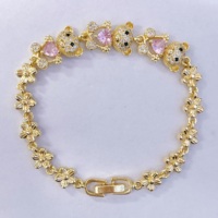 Bracelet en laiton plaqué or 14 carats de haute qualité JML avec zircon, motif ours, bracelet enfant mignon et exquis en forme de cœur, style tendance pour les fêtes