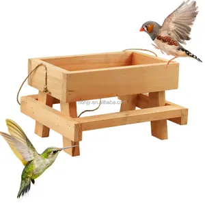 Vente directe d'usine maison et mangeoire pour oiseaux sauvages en plein air plateau mangeoire à oiseaux en bois suspendu