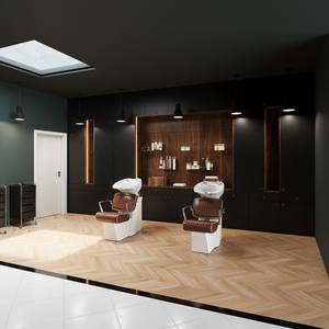 Cama de Champú de Diseño Moderno y Duradero para Salón, Lavabo de Cerámica, Marco de Madera, Equipo de Peluquería Portátil Ecológico para Gimnasio, Hotel y Uso en Restaurantes - Product Image 3