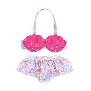 <strong>Cutest</strong> Little Girl Bikini Swimsuit Shell Design Ruffle Girl <strong>Bathing</strong> <strong>Suit</strong> Mermaid Swimsuit For Girls