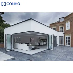 Portes pliantes décoratives à épaisseur de profil de couleur personnalisée Patio extérieur Porte vitrée pliable Fenêtres et portes en aluminium