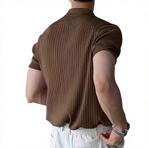 Camisa de Hombre Verde de Punto con Cierre de Cremallera, Manga Corta, Color Sólido, Transpirable, Algodón 200g, Mejor Calidad 2026 - Product Image 4
