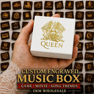 Caja de Música de Madera Blanca con Tapa de Espejo, Mecanismo de Cuerda Sankyo, Grabado Personalizado, Temas de Películas y Canciones, Regalo de Navidad o San Valentín, Mini Sonido de 18 Segundos - Product Image 1