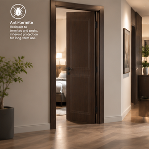 <span class=keywords><strong>Porte</strong></span> intérieure en WPC à pressage sous vide, divers motifs de grain de bois, résistante aux termites, anti-déformation, recouverte d'un film PVC pour maison, certifiée CE - Product Image 4