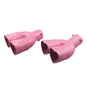 1pcs Universal Dual Outlet Exhaust Tip Heart-shaped Tail Throat Modified Stainless Steel Tip Exhaust - Product Image 4