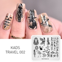 Plaques de stamping pour ongles rectangulaires en acier inoxydable souple de haute qualité, marque KADS, avec logo personnalisé, thème voyage, pochoirs pour nail art