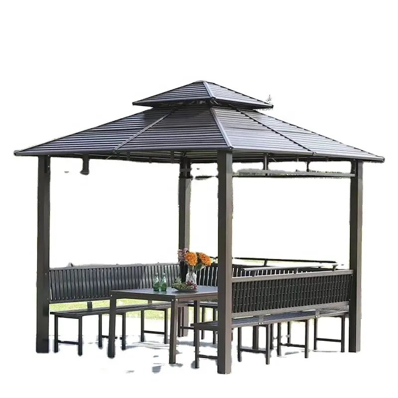 Grosir Pabrik Set furnitur luar ruangan kualitas tinggi Set furnitur Gazebo dan meja teras dan kursi