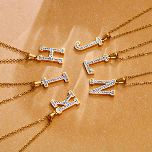 Collar con letra inicial de mejor amigo, collar Z de acero inoxidable con cadenas de regalo de nacimiento de circón que no se deslustra - Product Image 3