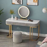 Table de toilette moderne de luxe avec miroir, tiroirs de rangement pour chambre à coucher, table de maquillage en bois