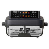 Friteuse à air numérique avec écran tactile, 2400W, 8L, double cuve en verre, grill, revêtement antiadhésif, pièces lavables au lave-vaisselle, facile à nettoyer