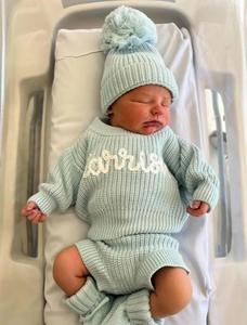 Ensemble <span class=keywords><strong>de</strong></span> vêtements en tricot pour nouveau-né comprenant un <span class=keywords><strong>bonnet</strong></span> uni, tenue parfaite pour l'annonce <span class=keywords><strong>de</strong></span> <span class=keywords><strong>naissance</strong></span>, chapeaux et bonnets pour bébé - Product Image 5