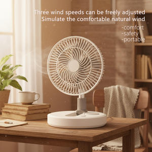 Portable 9 pouces éclairage LED à deux niveaux abat-jour réglable ventilateur de Table de banque d'alimentation pliable et rétractable rechargeable pour la maison - Product Image 4