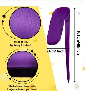 Écharpe, Bonnet, Chapeau de pirate, Bonnets de chimiothérapie, Durag, Turban pour femmes musulmanes, Durag soyeux de couleur unie pour hommes - Product Image 3