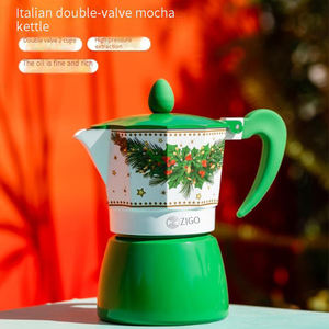 Olla Moka Espresso <span class=keywords><strong>italiana</strong></span> clásica, estilo navideño, estufa de aluminio, <span class=keywords><strong>cafetera</strong></span>, <span class=keywords><strong>Material</strong></span> metálico almacenado - Product Image 3