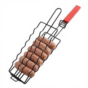 Juego de Parrilla para Asar al Aire Libre con Mango de Madera, Rodillo para Salchichas de Acero Inoxidable Resistente al Calor para Cocinar Salchichas y Carne - Product Image 4