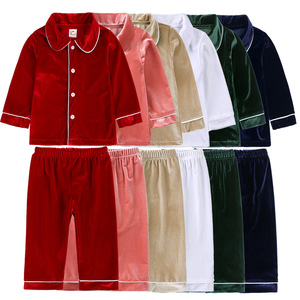 Pigiama da notte all'ingrosso da <span class=keywords><strong>donna</strong></span> per la famiglia di natale verde in velluto rosso pigiama da uomo con elastico in vita termico - Product Image 4