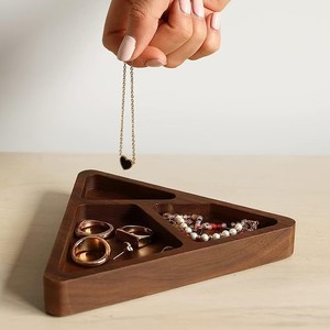 Wooden jewelry tray, desktop <b>ring</b>, earring, <b>necklace</b> storage box, miscellaneous item organizing tray, compartmentalized wooden - Product Image 1