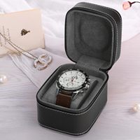 Boîte à montre individuelle en cuir imperméable, petite, pour voyage, avec fermeture éclair portable et coussin amovible, vente en gros