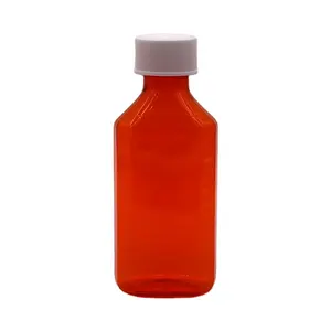 free samples BRA free 100cc PET amber/orange maple cough syrup oral liquid bottle container with CRC cap and heat seal