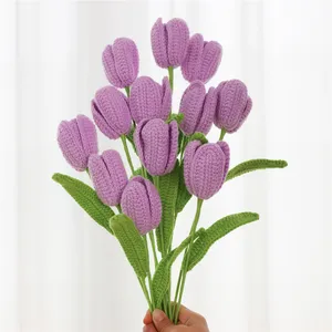Artificial Flower Knitted Tulips for Valentines Day Teacher Mother's Gift