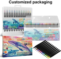 Ensemble de 48 stylos pinceaux à eau pour aquarelle, rechargeables, pointe longue, encre à base d'eau, pour peinture et calligraphie