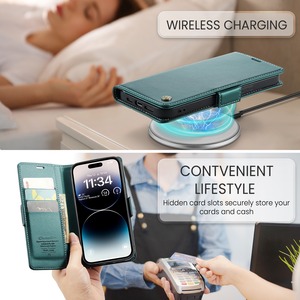Populaire RFID Blocage Portefeuille En Cuir Béquille Flip Fold Cas pour <span class=keywords><strong>iPhone</strong></span> Air 17 16 Pro Max 15 Plus Livre Couverture Mobile Téléphone Sac - Product Image 3