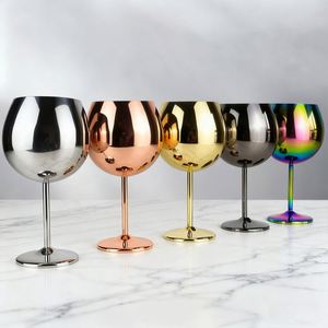 Copa de Vino Grande Tipo Globo de Acero Inoxidable 18/8 Color Oro Rosa de 700 ml, Irrompible, Personalizable, para Bar, Bodas, Fiestas, Restaurantes - Product Image 1