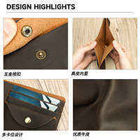 Dompet pendek kulit kuda gila, Cross-Border buatan tangan pria desain sederhana