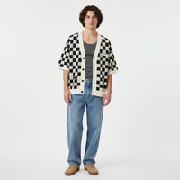 Cardigan en maille pour homme, tricot à œillets, devant ouvert, pull streetwear, esthétique décontractée, coupe ample, luxe discret, mode urbaine, pull