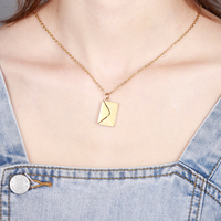 Collier personnalisé en acier inoxydable pendentif enveloppe lettre d'amour Confession amour saint valentin fête des mères avec perle