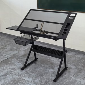 Height Adjustable School Chairs Classroom Furniture Tilting Glass Tabletop Diamond Paintings Work Station <strong>Drafting</strong> <strong>Table</strong> - Product Image 2
