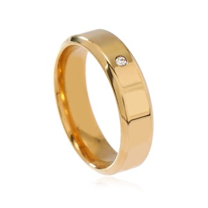 Nhẫn đôi mạ vàng 18K, thép không gỉ không đen, trang sức thời trang, zircon, kiểu dáng đơn giản, nhẵn bóng dành cho nữ và nam - Product Image 4