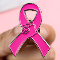 Broche en émail personnalisée, épingles à vêtements, logo métallique rose, ruban de sensibilisation au cancer du sein, badge de revers