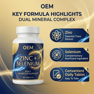 Comprimés de zinc et de sélénium OEM, soutien nutritionnel quotidien, supplément minéral pour adultes, 60 comprimés, marque privée - Product Image 2
