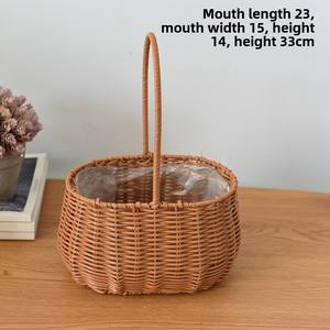 手工防水藤编织篮花卉设计手持节日鲜花礼品篮 - Product Image 6