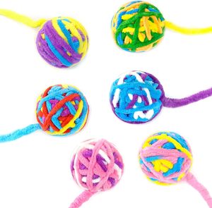 Jouets interactifs en peluche pour chatons d'intérieur, balles en fil avec clochette et ficelle, vente en gros - Product Image 4