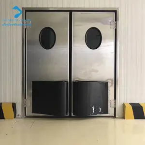 Pintu Berputar Stainless Steel, Sakelar Otomatis 304 Pintu Anti Tabrakan Pintu Dapur Komersial Ruang Makan HITAM Berputar