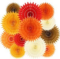 Éventails en papier rouge orangé, décorations de fête d'automne, fleurs en papier de soie pour anniversaire, baby shower, automne, Thanksgiving, décoration murale