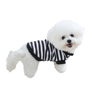 Gilet rayé pour animaux de compagnie avec anneau de laisse pour chiens et chats, vêtements chauds d'automne et d'hiver, en polyester, design mignon - Product Image 4