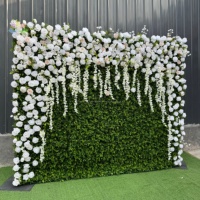 Panneau mural de fleurs artificielles en soie blanche, toile de fond florale pour mariage, fête, décoration de fond photo, mur de fleurs enroulable